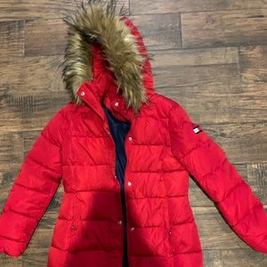 tommy hilfiger puffer jacket with fur